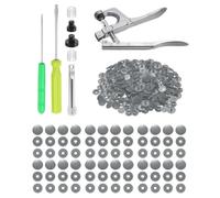 sourcing map Plastic Snaps Fasteners with Snap Pliers, 150 Set Size 20 T5 1/2 Inch Round Resin No-Sew Button Snap Fasteners Kit for Clothing Sewing Diapers Bibs Crafting, Grey