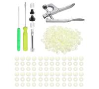 sourcing map Plastic Snaps Fasteners with Snap Pliers, 150 Set Size 20 T5 1/2 Inch Round Resin No-Sew Button Snap Fasteners Kit for Clothing Sewing Diapers Bibs Crafting, Cream
