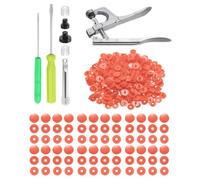sourcing map Plastic Snaps Fasteners with Snap Pliers, 200 Set T3 Size 16 3/8 Inch Round No-Sew Button Snap Fasteners Kit for Clothing Sewing Diapers Bibs Crafting, Watermelon Red