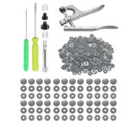 sourcing map Plastic Snaps Fasteners with Snap Pliers, 200 Set T3 Size 16 3/8 Inch Round Resin No-Sew Button Snap Fasteners Kit for Clothing Sewing Diapers Bibs Crafting, Grey