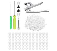 sourcing map Plastic Snaps Fasteners with Snap Pliers, 200 Set T3 Size 16 3/8 Inch Round Resin No-Sew Button Snap Fasteners Kit for Clothing Sewing Diapers Bibs Crafting, White