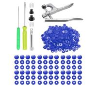 sourcing map Plastic Snaps Fasteners with Snap Pliers, 200 Set T3 Size 16 3/8 Inch Round Resin No-Sew Button Snap Fasteners Kit for Clothing Sewing Diapers Bibs Crafting, Blue