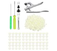 sourcing map Plastic Snaps Fasteners with Snap Pliers, 200 Set T3 Size 16 3/8 Inch Round Resin No-Sew Button Snap Fasteners Kit for Clothing Sewing Diapers Bibs Crafting, Cream