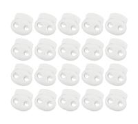 sourcing map Plastic Spring Cord Locks, 20Pcs Shoe Lace Tie Lock, Double-hole Slider Toggles Clip End Stopper Fastener for Drawstrings Paracord (White)