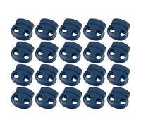 sourcing map Plastic Spring Cord Locks, 20Pcs Shoe Lace Tie Lock, Double-hole Slider Toggles Clip End Stopper Fastener for Drawstrings Paracord (Navy)