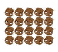 sourcing map Plastic Spring Cord Locks, 20Pcs Shoe Lace Tie Lock, Double-hole Slider Toggles Clip End Stopper Fastener for Drawstrings Paracord (Coffee)