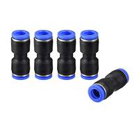 sourcing map Plastic Straight Union Push to Connect Tube Fitting 8mm OD Push Fit Lock Blue 5pcs