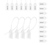 sourcing map Plastic Tamper Seals Disposable Numbered Zip Ties Labels 9.8 Inch Self Locking Security Tags Safety Pull Tie for Truck Trailers Luggage White, Pack of 1000