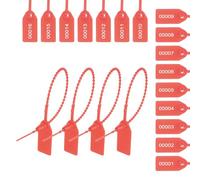 sourcing map Plastic Tamper Seals Disposable Numbered Zip Ties Labels 9.8 Inch Self Locking Security Tags Safety Pull Tie for Truck Trailers Luggage Red, Pack of 1000