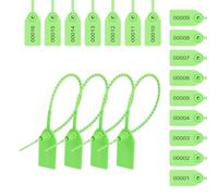 sourcing map Plastic Tamper Seals Disposable Numbered Zip Ties Labels 9.8 Inch Self Locking Security Tags Safety Pull Tie for Truck Trailers Luggage Green, Pack of 1000