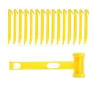 sourcing map Plastic Tent Stakes 22.5cm/8.8 Inch Lightweight Ground Pegs 30pcs with Hammer for Outdoor Beach Camping Canopy Tarp, Yellow