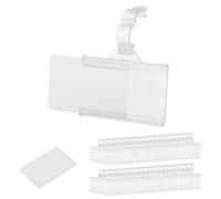 sourcing map Plastic Wire Shelf Label Holders, 2x1.4" Clear Price Tag Holder Reusable Shelf Sign Tags with PVC White Sheet, Double Snap Lock Closure for Storage Market Pack of 50