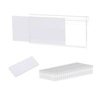 sourcing map Plastic Wire Shelf Label Holders, 3.7x1.7" Clear Price Tag Holder Reusable Shelf Sign Tags with Paper for Storage Market Pack of 60