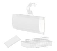 sourcing map Plastic Wire Shelf Label Holders, 3x1.4" Clear Price Tag Holder Reusable Shelf Sign Tags with PVC White Sheet, Clip for Storage Market Pack of 25