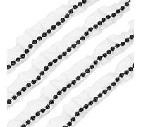 sourcing map Pleated Lace Ruffle Trim Ribbon, 10 Yards 1 Inch Wide Pearl Embellished Chiffon Lace Trim Ribbon for Sewing, Wedding Decor, Dress Making, White Veil with Black Beads