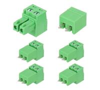 sourcing map Pluggable PCB Terminal Block Connectors, 10 Set 2 Pin 3.81mm/0.15" Pitch Screw Terminal Block Connector for 28-16AWG DIY Panel Mount Electronic Projects(Green, 9x21.5x11mm)