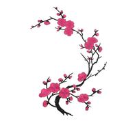 sourcing map Plum Blossom Iron-on Patches, Flower Embroidery Appliques Sew on Patch Decoration Applique for Holes Jeans Dress Backpack Hats DIY Clothes, Rose Red/Black