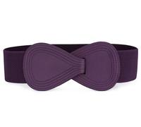 sourcing map Plus Size Interlock Buckle 8-shaped Faux Leather Elastic Belt Cinch Waistband for Lady Purple Fit Waist Girth:25"/63.5cm-37"/94cm