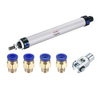 sourcing map Pneumatic Air Cylinder Double Action MAL25X175 25mm Bore 175mm Stroke with Y Connector and 4Pcs Quick Fitting Set