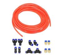 sourcing map Pneumatic Air Hose Tubing PU Air Compressor Tube 4mmID x 6mmOD x 10m Pipe Bright Orange with Connect Fitting Kit