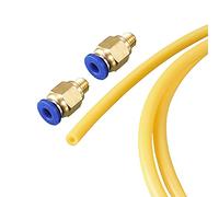 sourcing map Pneumatic PTFE Air Tubing Hose Kit 4mm OD 2mm ID 2M Length Yellow with 2Pcs M6 Quick Fittings