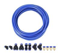 sourcing map Pneumatic PU Air Tubing Kit with Push to Connect Fittings for Air Hose Line Pipe 8mm OD 10 Meters Blue