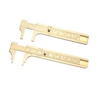 sourcing map Pocket Caliper Ruler 80/100mm Brass Sliding Gauge Mini Caliper Precision Double Scales Metric Measurement Tool Drawing Measuring Ruler Gold
