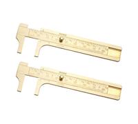 sourcing map Pocket Caliper Ruler 80mm Brass Sliding Gauge Mini Caliper Precision Double Scale Metric Measurement Tool Drawing Measuring Ruler Gold 2 Pcs