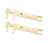 sourcing map Pocket Caliper Ruler 80mm Brass Sliding Gauge Mini Caliper Precision Double Scales Metric Measurement Tool Drawing Measuring Ruler Gold 2 Pcs