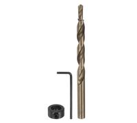 sourcing map Pocket Hole Drill Bit 5/16" Dia 13/64" Tip Round Shank Replacement Twist Step Drill Bit with M8 Depth Stop Collar and Wrench for Woodworking