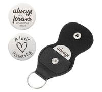 sourcing map Pocket Hug Token, Double Sided Coin with Leather Keychain Long Distance Relationship Inspirational Keepsake Gifts, Always and Forever No Matter What