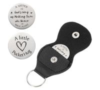 sourcing map Pocket Hug Token, Double Sided Coin with Leather Keychain Long Distance Relationship Inspirational Keepsake Gifts, A Sister Is Way