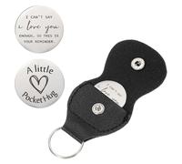 sourcing map Pocket Hug Token, Double Sided Coin with Leather Keychain Long Distance Relationship Inspirational Keepsake Gifts, I Can't Say I Love You Enough