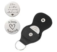 sourcing map Pocket Hug Token, Double Sided Coin with Leather Keychain Long Distance Relationship Inspirational Keepsake Gifts, A True Friendship