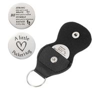 sourcing map Pocket Hug Token, Double Sided Coin with Leather Keychain Long Distance Relationship Inspirational Keepsake Gifts, Be Strong When You're Weak