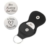 sourcing map Pocket Hug Token, Double Sided Coin with Leather Keychain Long Distance Relationship Inspirational Keepsake Gifts, You Got This