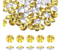 sourcing map Pointed Back Rhinestones, 100 Pcs 8mm Round Glass Rhinestone Faceted Crystal Cabochon Gems for Nail Arts Crafts, Jewelry Making, Phone Case, Cloth Decoration (Golden Yellow)