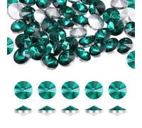 sourcing map Pointed Back Rhinestones, 100 Pcs 8mm Round Glass Rhinestone Faceted Crystal Cabochon Gems for Nail Arts Crafts, Jewelry Making, Phone Case, Cloth Decoration (Porous Green)