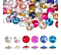 sourcing map Pointed Back Rhinestones, 100 Pcs 8mm Round Glass Rhinestone Faceted Crystal Cabochon Gems for Nail Arts Crafts, Jewelry Making, Phone Case, Cloth Decoration (Mixed Colors)