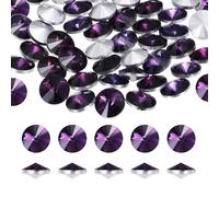 sourcing map Pointed Back Rhinestones, 50 Pcs 6mm Round Glass Rhinestone Faceted Crystal Cabochon Gems for Nail Arts Crafts, Jewelry Making, Phone Case, Cloth Decoration (Violet)