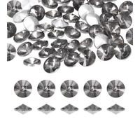 sourcing map Pointed Back Rhinestones, 50 Pcs 6mm Round Glass Rhinestone Faceted Crystal Cabochon Gems for Nail Arts Crafts, Jewelry Making, Phone Case, Cloth Decoration (Gray)