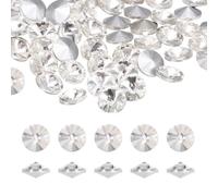 sourcing map Pointed Back Rhinestones, 50 Pcs 8mm Round Glass Rhinestone Faceted Crystal Cabochon Gems for Nail Arts Crafts, Jewelry Making, Phone Case, Cloth Decoration (White)