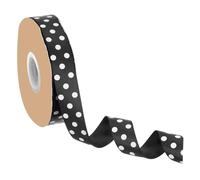 sourcing map Polka Dot Craft Grosgrain Ribbon, 1 Inch x 48 Yard Grosgrain Ribbon Roll, Black with White Dots, Wired Edge Ribbon for Party Decoration, Gift Wrapping, DIY Crafts, Bow Making