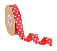 sourcing map Polka Dot Craft Grosgrain Ribbon, 1 Inch x 48 Yard Grosgrain Ribbon Roll, Bright Red with White Dots, Wired Edge Ribbon for Party Decoration, Gift Wrapping, Crafts, Bow Making