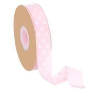 sourcing map Polka Dot Craft Grosgrain Ribbon, 1 Inch x 48 Yard Grosgrain Ribbon Roll, Pink with White Dots, Wired Edge Ribbon for Party Decoration, Gift Wrapping, DIY Crafts, Bow Making