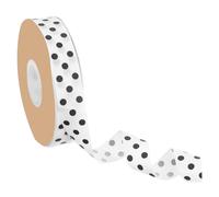 Sourcing Map Polka Dot Craft Grosgrain Ribbon, 1 Inch x 48 Yard, White with Black, Wired Edge, Polyester, Perfect for DIY Crafts, Special Occasions