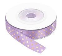 sourcing map Polka Dots Grosgrain Ribbon 10 Yards 3/8 Inch Light Purple with Gold Dots Polka Dots Ribbon Bow Decoration for Crafts Gift Wrapping Wedding DIY Handmade