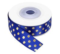 sourcing map Polka Dots Grosgrain Ribbon 10 Yards 5/8 Inch Dark Blue with Gold Dots Polka Dots Ribbon Bow Decoration for Crafts Gift Wrapping Wedding DIY Handmade