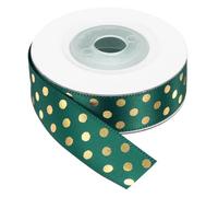 sourcing map Polka Dots Grosgrain Ribbon 10 Yards 5/8 Inch Dark Green with Gold Dots Polka Dots Ribbon Bow Decoration for Crafts Gift Wrapping Wedding DIY Handmade
