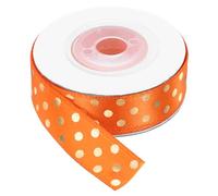 sourcing map Polka Dots Grosgrain Ribbon 10 Yards 5/8 Inch Orange with Gold Dots Polka Dots Ribbon Bow Decoration for Crafts Gift Wrapping Wedding DIY Handmade